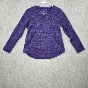 St. Johns Bay Active Petite Long-Sleeve Shirt Purple 100% Polyester Crewneck PXS